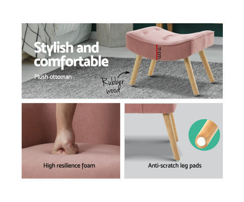 CRISTALINA ARMCHAIR WITH OTTOMAN - PINK