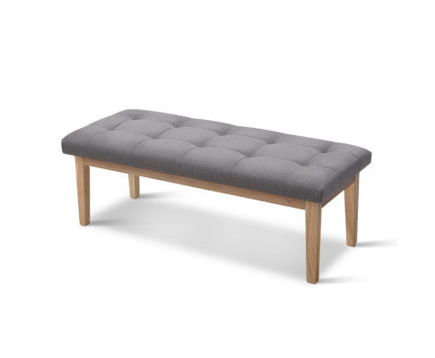 REVERIE FABRIC UPHOLSTERED BENCH - WOODEN & GREY