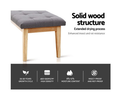 REVERIE FABRIC UPHOLSTERED BENCH - WOODEN & GREY