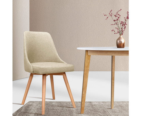 BRIELLE (SET OF 2) FABRIC DINING CHAIR - BEIGE