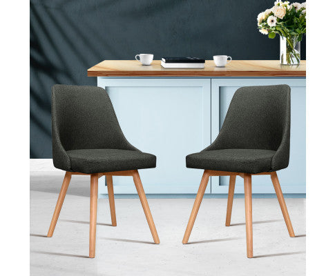 BRIELLE (SET OF 2) FABRIC DINING CHAIR - CHARCOAL