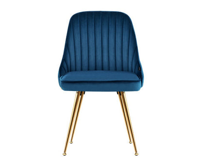ARLETTE (SET OF 2) VELVET FABRIC DINING CHAIR - BLUE