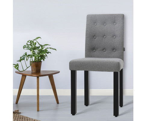 DAVI FABRIC DINING CHAIR - GREY