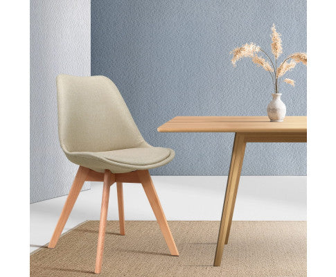 THEA (SET OF 2) FABRIC DINING CHAIR - BEIGE