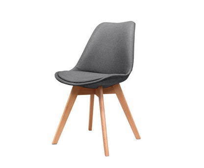 AMAREY (SET OF 2) RETRO FABRIC DINING CHAIR - GREY