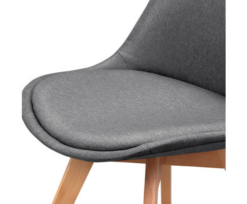 AMAREY (SET OF 2) RETRO FABRIC DINING CHAIR - GREY
