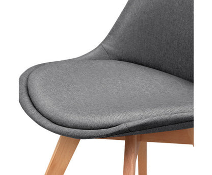 AMAREY (SET OF 2) RETRO FABRIC DINING CHAIR - GREY
