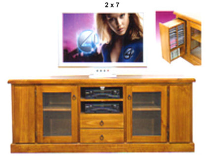 URBANITE (AUSSIE MADE) LOWLINE TV UNIT WITH TWIN PULL-OUTS COLLECTION - ASSORTED STAINED COLOURS