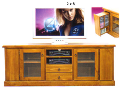 URBANITE (AUSSIE MADE) LOWLINE TV UNIT WITH TWIN PULL-OUTS COLLECTION - ASSORTED STAINED COLOURS
