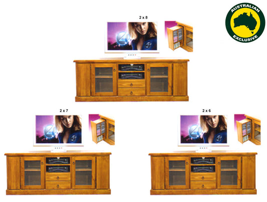 Urbanite (AUSSIE MADE) Lowline TV Unit With Twin Pull-outs Collection - Assorted Stained Colours
