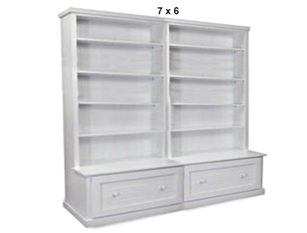 URBAN (AUSSIE MADE) FLAT TOP BOOKCASE COMBO WITH FLAT TOP + 2 DRAWER COLLECTION - ASSORTED PAINTED COLOURS