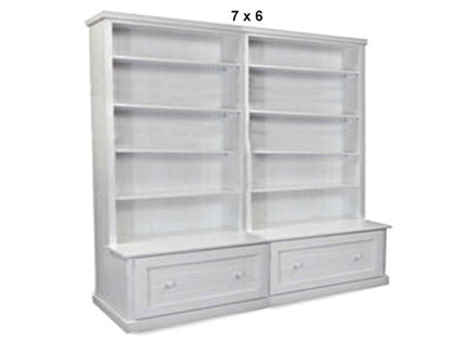 URBAN (AUSSIE MADE) FLAT TOP BOOKCASE COMBO WITH FLAT TOP + 2 DRAWER COLLECTION - ASSORTED PAINTED COLOURS
