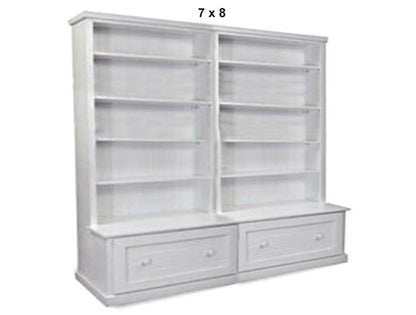 URBAN (AUSSIE MADE) FLAT TOP BOOKCASE COMBO WITH FLAT TOP + 2 DRAWER COLLECTION - ASSORTED PAINTED COLOURS