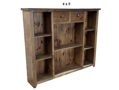 URBAN (AUSSIE MADE) LOWLINE BOOKCASE WITH 2 DRAWERS COLLECTION - ASSORTED STAINED COLOURS