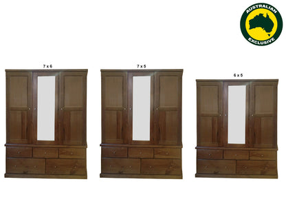 URBAN (AUSSIE MADE) 5 SECTION WARDROBE WITH SMOOTH DOORS COLLECTION - ASSORTED STAINED COLOURS - STARTING FROM $1699