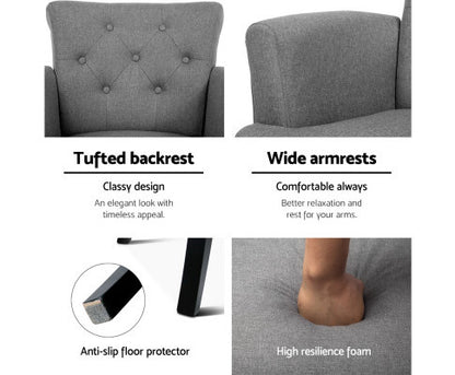 OPHELIA FABRIC LOUNGE ARMCHAIR - GREY