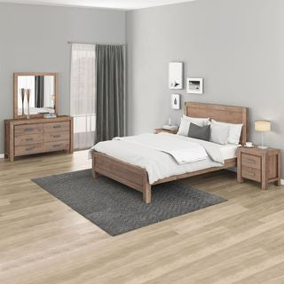 ENDLICHERI KING 5 PIECE (DRESSER) BEDROOM SUITE - OAK / CHOCOLATE