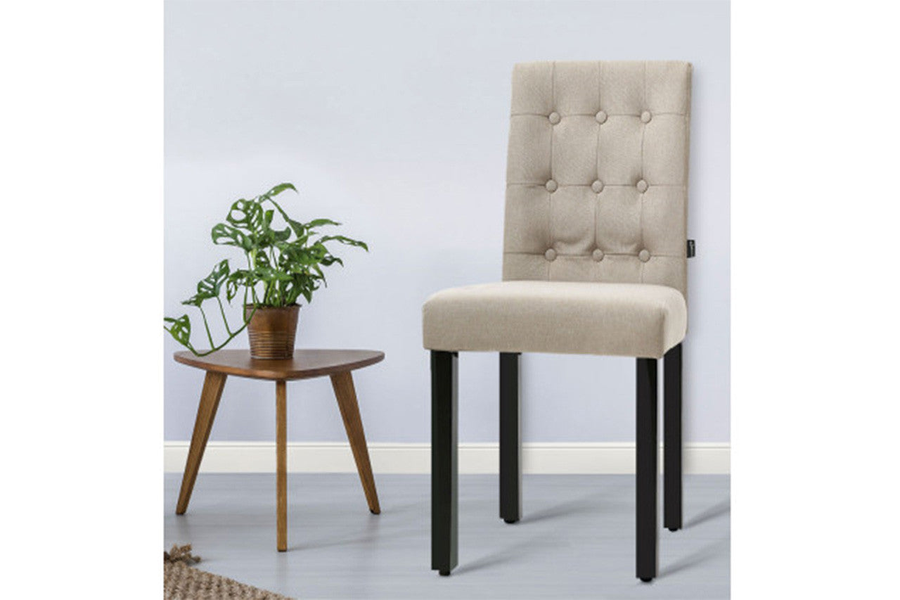 JEREMIAH FABRIC DINING CHAIR (SET OF 2) - BEIGE