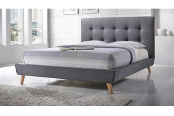QUEEN   AUSTIN FABRIC UPHOLSTERED  BED FRAME- DARK GRAY