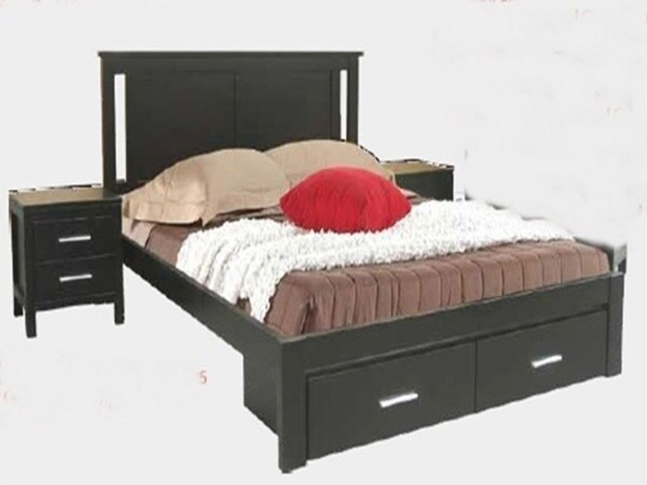 Queen Hilton Bed With Underbed Storage Drawers - Dark Chocolate (3014)