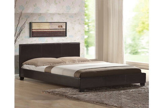 QUEEN POLARIS LEATHERETTE BED - BROWN