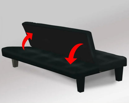EMERSON 2 SEATER MODULAR LEATHERETTE SOFA BED COUCH - BLACK