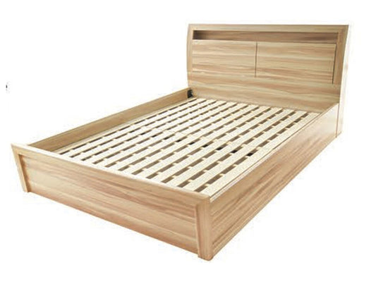 QUEEN VICTORIA BED  - WITH BEDHEAD STORAGE - NAKED CYPRESS