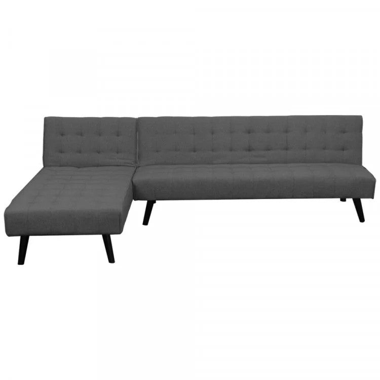 MERRICK 3-SEATER CORNER SOFA BED WITH LOUNGE CHAISE COUCH - DARK GREY