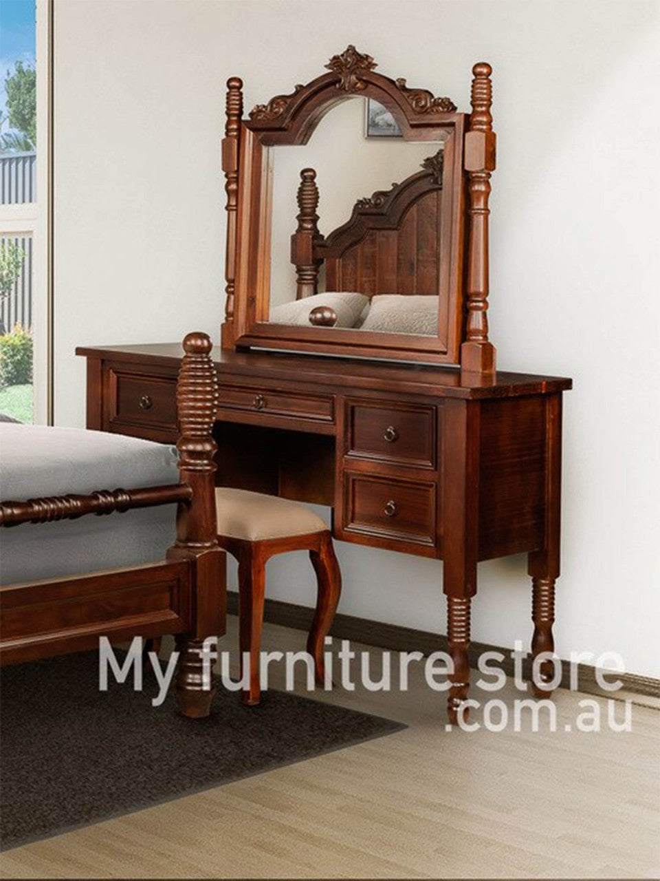 Vaucluse Dressing Table With Mirror & Stool - Assorted Colours