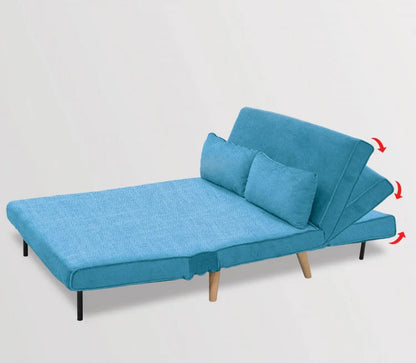 BRONT 3 SEATER FAUX VELVET SOFA BED COUCH - BLUE