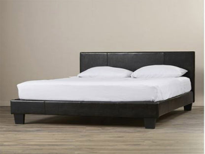 KING POLARIS LEATHERETTE  BED FRAME - BLACK