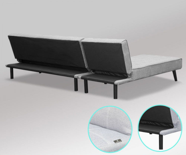 MERRICK 3-SEATER CORNER SOFA BED WITH LOUNGE CHAISE COUCH - LIGHT GREY