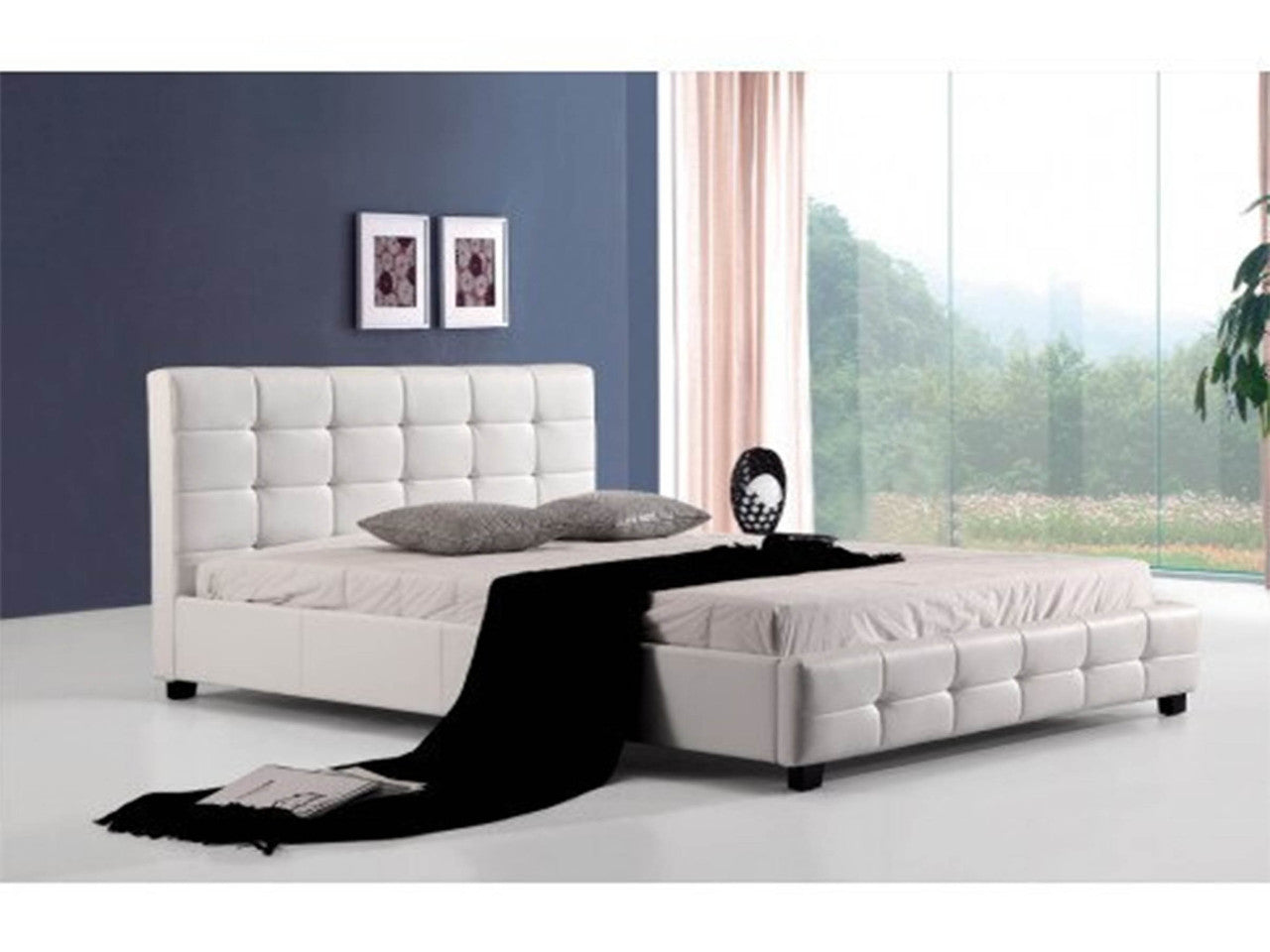 Queen Mikyline Leather Bed - White