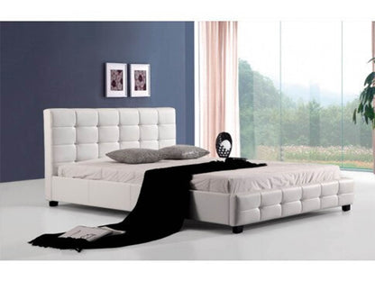 QUEEN MIKYLINE LEATHER BED - WHITE