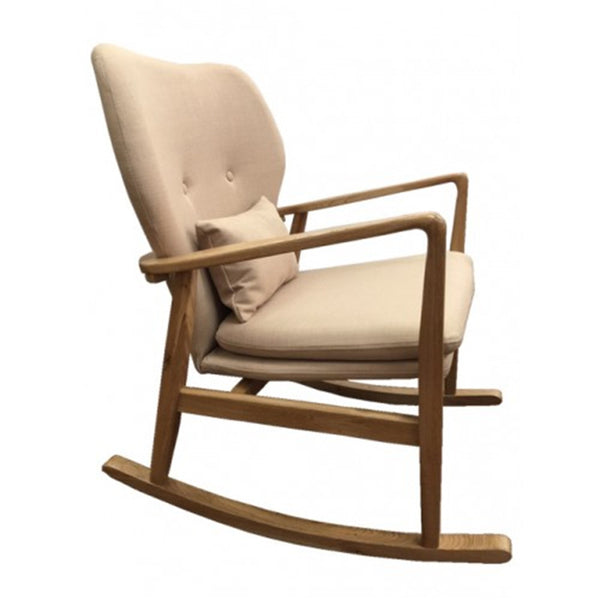 AMERICAN OAK ROCKING CHAIR WITH FABRIC - ASSORTED COLOURS