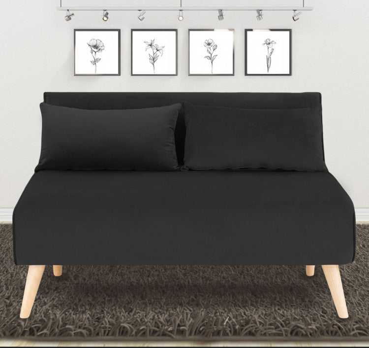 Bront 3 Seater Faux Velvet Sofa Bed Couch - Black