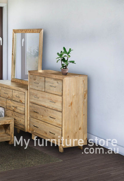CARNIVAL QUEEN 4 PIECE (TALLBOY) BEDROOM SUITE WITH BOOKEND BED - BRUSHED GREYWASH