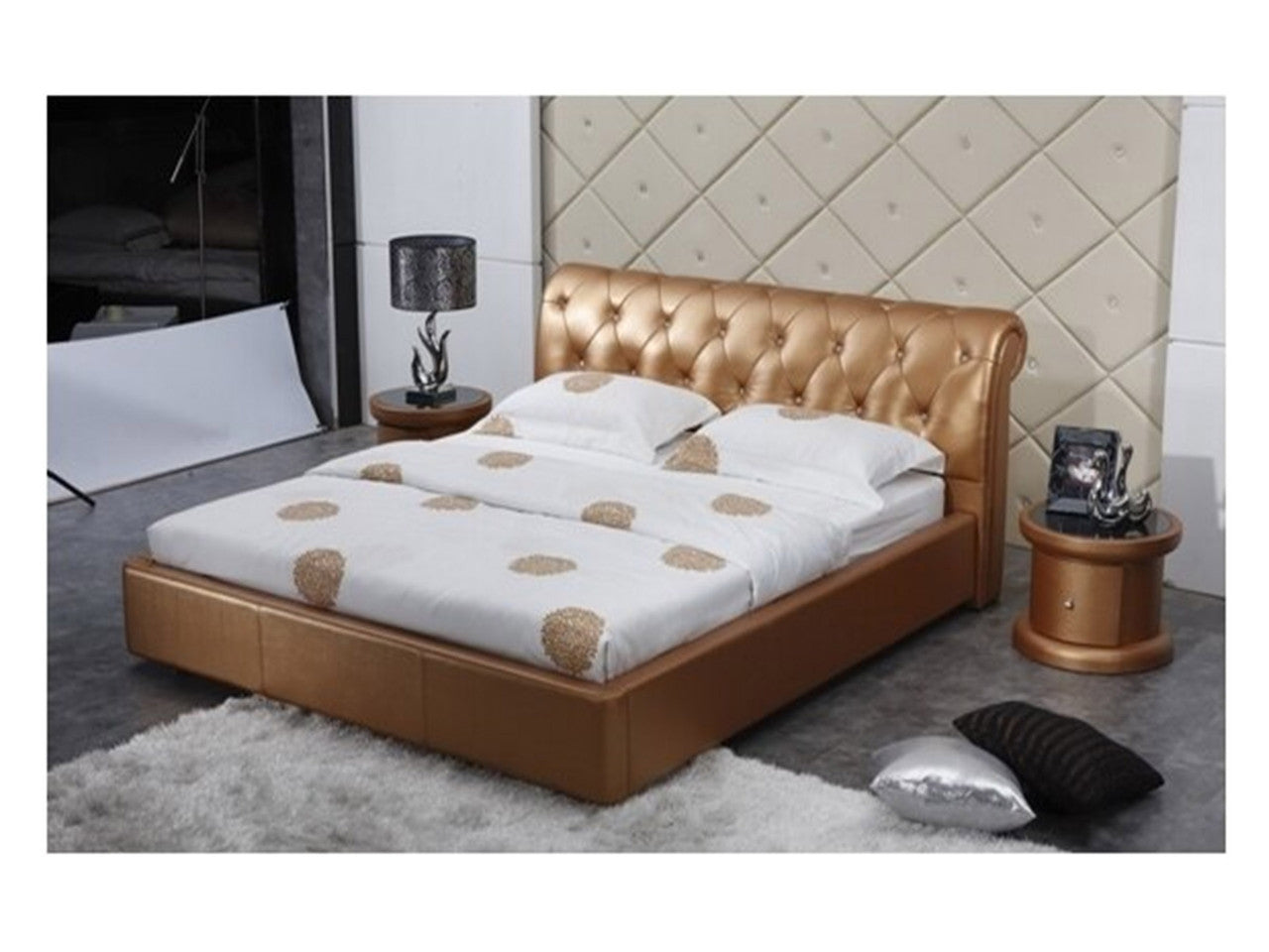 QUEEN LANSLEBOURG LEATHERETTE BED (A9026) - ASSORTED COLOURS
