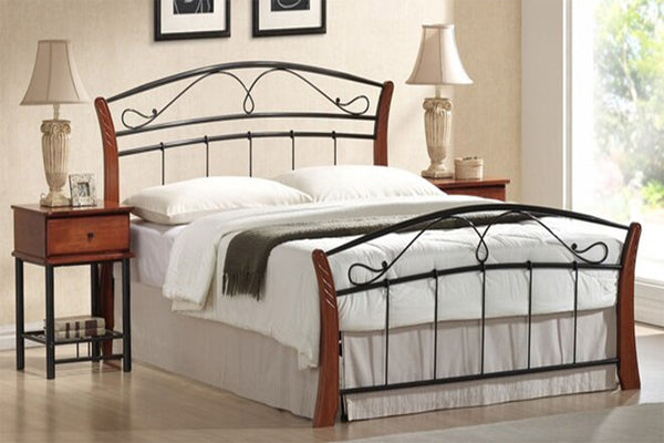 QUEEN CHESTER (FD) BED - ANTIQUE OAK / BLACK