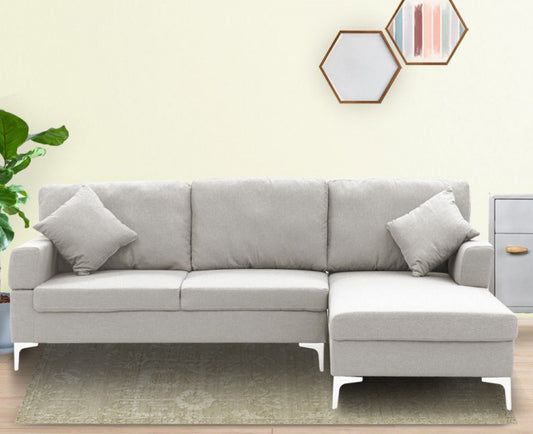 PHOENICIA LINEN CORNER SOFA COUCH LOUNGE L-SHAPE W/ LEFT CHAISE SEAT - LIGHT GREY