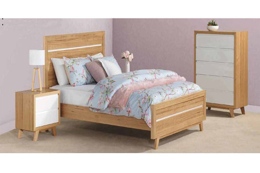 QUEEN TROVATO (AUSSIE MADE) BED - TASSIE OAK COMBINATION - ASSORTED COLOURS