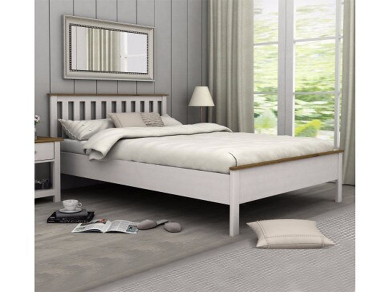 Queen Abelina Bed - Mellow White (TWO-TONED)