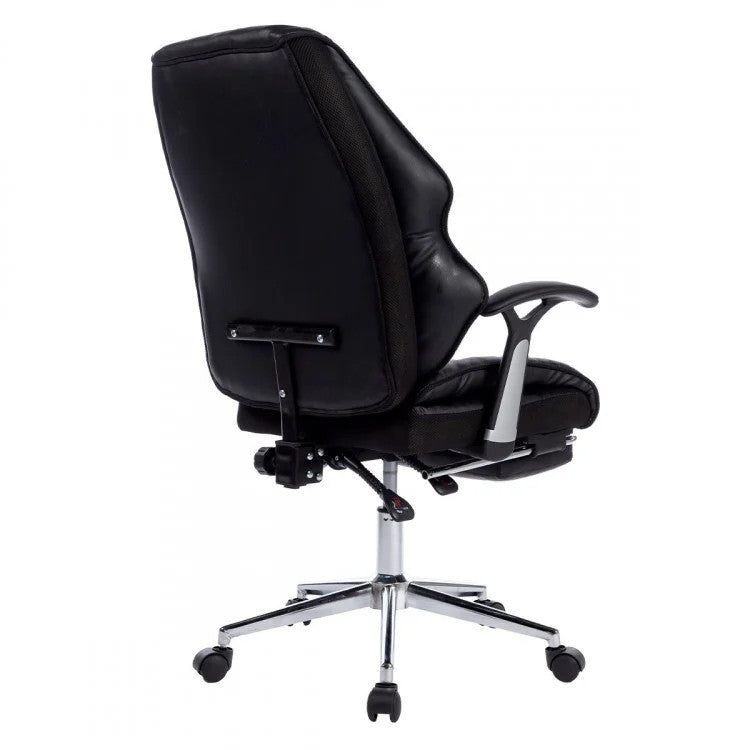 PLEIONE FAUX LEATHER HIGH BACK MODERN RECLINING EXECUTIVE OFFICE CHAIR - BLACK