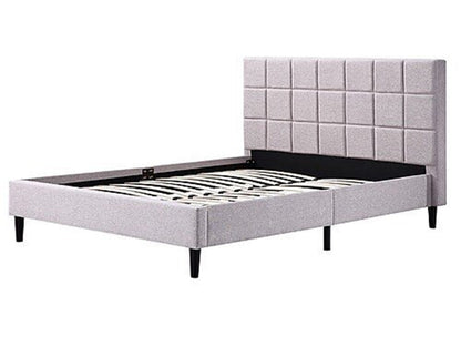 QUEEN ADHIL LINEN FABRIC DELUXE BEDFRAME - BEIGE