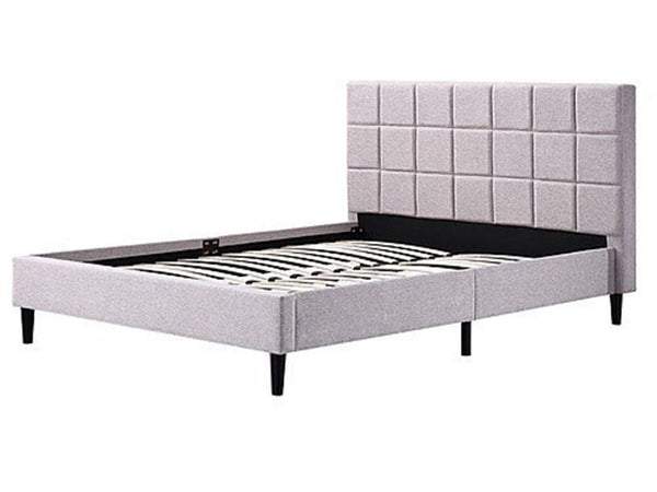 QUEEN ADHIL LINEN FABRIC DELUXE BEDFRAME - BEIGE