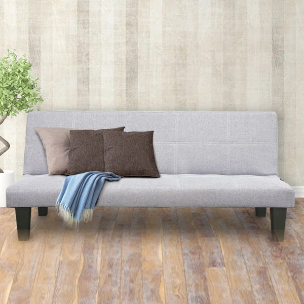 OAKLEY 2 SEATER MODULAR LINEN FABRIC SOFA  BED COUCH - LIGHT GREY