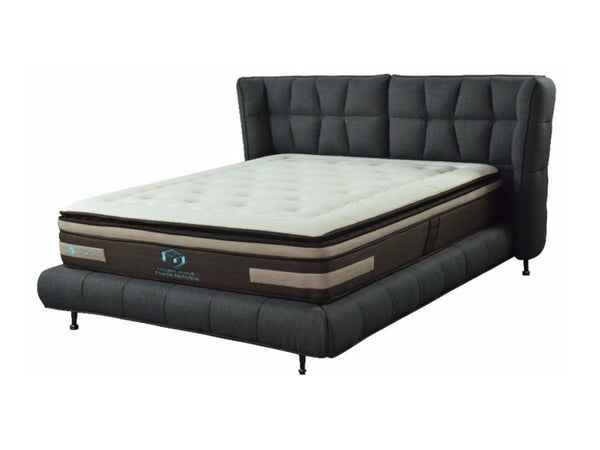 QUEEN  DREAMLAND DESIGNERS FABRIC UPHOLSTERED BED FRAME  -  BLACK