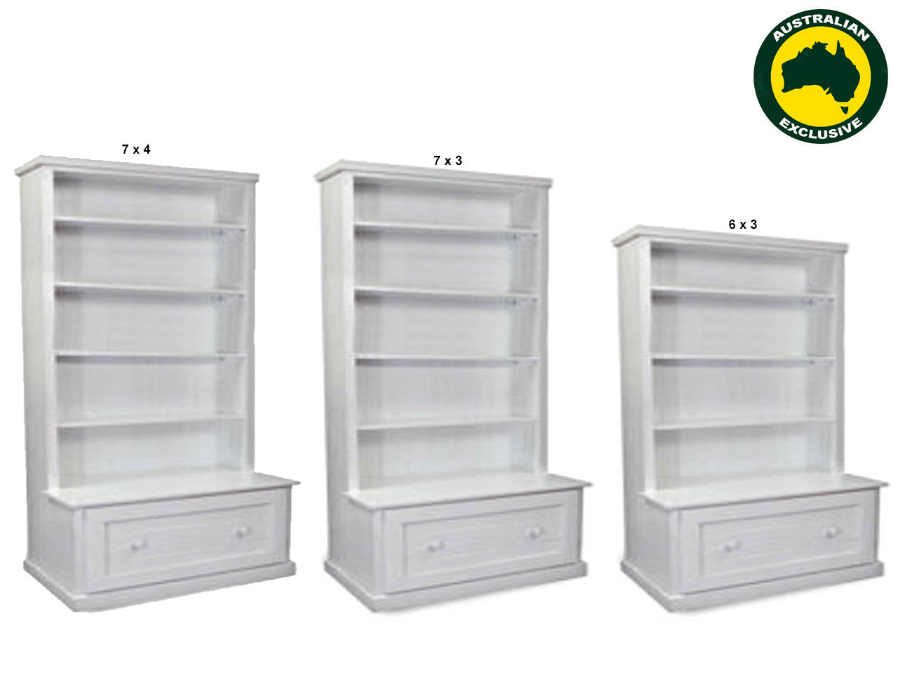 URBAN (AUSSIE MADE) BOOKCASE COMBO WITH FLAT TOP + 1 DRAWER COLLECTION - ASSORTED PAINTED COLOURS
