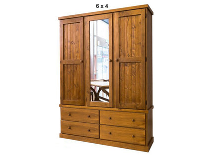 URBAN (AUSSIE MADE) FLAT TOP WITH 3 DOOR & 4 DRAWER MIRROR ROBE COLLECTION - ASSORTED STAINED COLOURS
