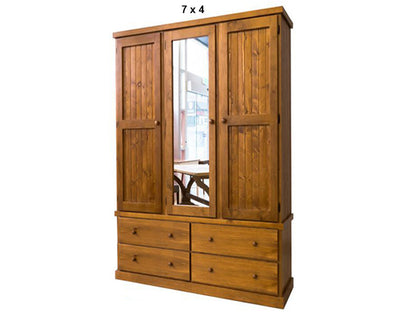 URBAN (AUSSIE MADE) FLAT TOP WITH 3 DOOR & 4 DRAWER MIRROR ROBE COLLECTION - ASSORTED STAINED COLOURS